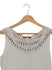 Vorschaubild 2 von Kleid Damen Gr. 38 Beige Elegant Cut-Outs Festlich Polyester