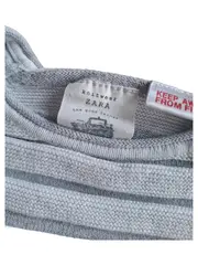 Vorschaubild 6 von Baby Pullover Strickpullover Gestreift Grau Gr. 92 Knöpfe Langarm