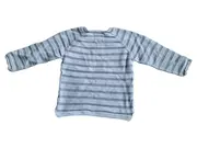Vorschaubild 2 von Baby Pullover Strickpullover Gestreift Grau Gr. 92 Knöpfe Langarm