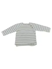 Vorschaubild 1 von Baby Pullover Strickpullover Gestreift Grau Gr. 92 Knöpfe Langarm