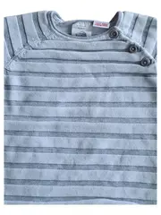 Vorschaubild 5 von Baby Pullover Strickpullover Gestreift Grau Gr. 92 Knöpfe Langarm