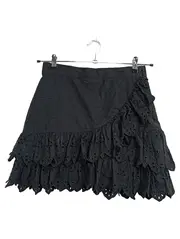 Vorschaubild 1 von Damen Minirock Schwarz Gr. M Broderie Anglaise Rüschen