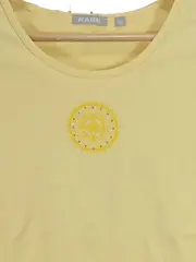 Vorschaubild 2 von Damen T-Shirt Gr. 42 XL Gelb Uni Baumwolle Stickerei Strass