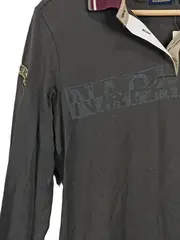 Vorschaubild 3 von Damen Langarm Poloshirt Baumwolle Freizeit Grau Gr. L 40