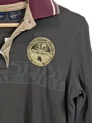 Vorschaubild 2 von Damen Langarm Poloshirt Baumwolle Freizeit Grau Gr. L 40