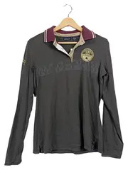 Vorschaubild 1 von Damen Langarm Poloshirt Baumwolle Freizeit Grau Gr. L 40
