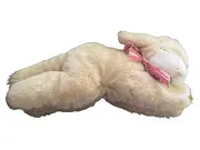Vorschaubild 2 von Kuscheltier Hase liegend beige rosa Schleife Plüschtier 30 cm