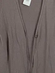 Vorschaubild 3 von Strickjacke Damen Braun Strukturmuster Fransen Kurzarm Gr. 44