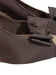 Vorschaubild 2 von Damen Espadrilles Wedges Keilabsatz Braun Satin Schleife Gr. 39