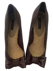 Vorschaubild 5 von Damen Espadrilles Wedges Keilabsatz Braun Satin Schleife Gr. 39