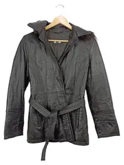 Vorschaubild 1 von Damen Lederjacke Gr. 40/L Braun mit Pelzkragen Elegant