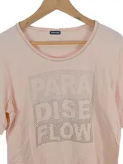 Vorschaubild 2 von Damen T-Shirt Print Rosa Gr. 42 XL Kurzarm Casual Shirt