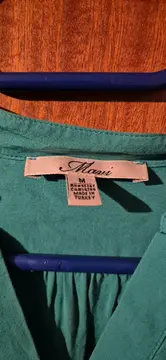 Vorschaubild 3 von Damen Bluse Tunika Gr. M Türkis Langarm V-Ausschnitt Viskose