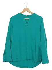 Vorschaubild 1 von Damen Bluse Tunika Gr. M Türkis Langarm V-Ausschnitt Viskose