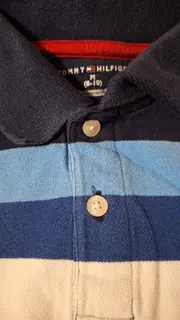 Vorschaubild 2 von Poloshirt Kinder Gr. 128 M 8-10 Gestreift Blau Rot Weiß