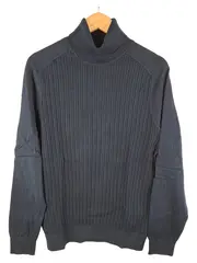 Vorschaubild 1 von Herren Rollkragen Strickpullover Blau Gr. S Rippstrick