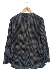 Vorschaubild 1 von Damen Hemdbluse Gr. 40 Schwarz mit Muster Casual Langarm
