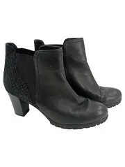 Vorschaubild 1 von Damen Stiefelette Gr. 39 Schwarz Leder Chelsea Blockabsatz