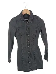 Vorschaubild 1 von Damen Jeanskleid Grau 34;XS Knopfleiste Casual Minikleid