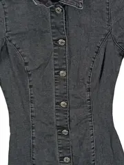 Vorschaubild 2 von Damen Jeanskleid Grau 34;XS Knopfleiste Casual Minikleid