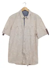 Vorschaubild 1 von Herren Kurzarmhemd Freizeithemd Beige Gr. XL Baumwolle