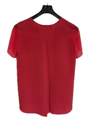 Vorschaubild 3 von Damen Bluse Gr. 36 S Pink Kurzarm V-Ausschnitt Asymmetrisch