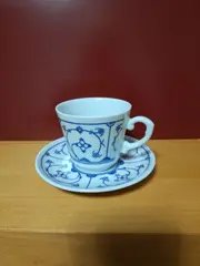 Vorschaubild 3 von Tasse Untertasse Blau Saks Porzellan Blumen Traditionell Weiß 7cm