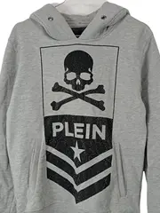 Vorschaubild 4 von Hoodie Herren S Grau Totenkopf Strass Kapuzenpullover