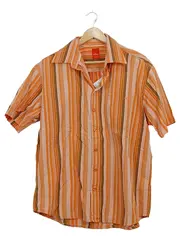 Vorschaubild 1 von Herren Kurzarmhemd Gr. L gestreift orange Retro Freizeithemd