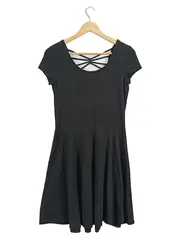 Vorschaubild 1 von Damen Sommerkleid Schwarz Gr. L Cut-Out Skaterkleid Baumwolle