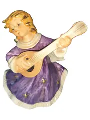 Vorschaubild 1 von Dekofigur Engel mit Mandoline Porzellan Lila Weihnachtlich