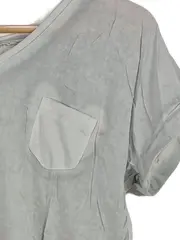 Vorschaubild 5 von Damen T-Shirt V-Ausschnitt Kurzarm Brusttasche Grau Gr. M