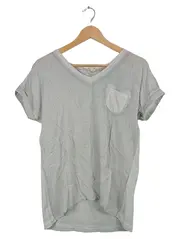 Vorschaubild 1 von Damen T-Shirt V-Ausschnitt Kurzarm Brusttasche Grau Gr. M