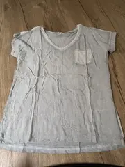 Vorschaubild 3 von Damen T-Shirt V-Ausschnitt Kurzarm Brusttasche Grau Gr. M