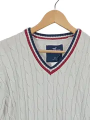 Vorschaubild 2 von Herren Pullover V-Ausschnitt Strickpullover Gr. M Weiß