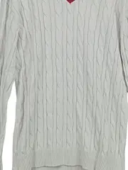 Vorschaubild 3 von Herren Pullover V-Ausschnitt Strickpullover Gr. M Weiß