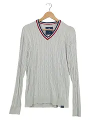 Vorschaubild 1 von Herren Pullover V-Ausschnitt Strickpullover Gr. M Weiß