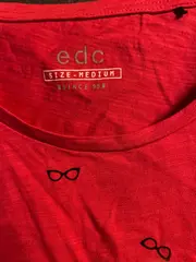 Vorschaubild 3 von EDC Damen T-Shirt Gr. M Rot Casual mit Brillen-Print