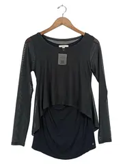 Vorschaubild 1 von Damen Langarmshirt mit Mesh-Ärmeln Gr. 34/XS Schwarz Modern