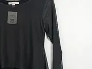 Vorschaubild 3 von Damen Langarmshirt mit Mesh-Ärmeln Gr. 34/XS Schwarz Modern