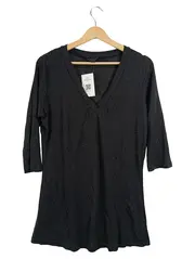 Vorschaubild 1 von TCM Damen Langarmshirt V-Ausschnitt Grau Gr. 40/42 Modisch Glitzer