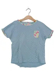 Vorschaubild 2 von Mädchen T-Shirt Gr. 122/128 Blau Punkte Brusttasche Kurzarm Baumwolle