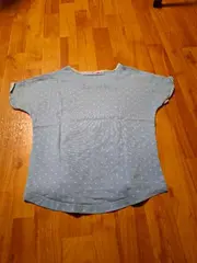 Vorschaubild 5 von Mädchen T-Shirt Gr. 122/128 Blau Punkte Brusttasche Kurzarm Baumwolle
