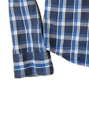 Vorschaubild 4 von Kariertes Freizeithemd Herren Blau Langarm Baumwolle Gr. M