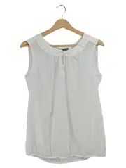 Vorschaubild 1 von Damen Bluse ärmellos Weiß Gr. 36 S Viskose Rüschenkragen