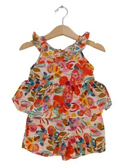 Vorschaubild 1 von Mädchen Twin Set Shirt Shorts Gr. 92 Blumenmuster Baumwolle