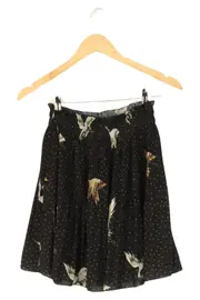 Vorschaubild 2 von Wickelrock Damen Gr. 34/XS Schwarz Punkte Vögel Bohème Vintage