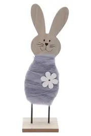 Vorschaubild 1 von Dekofigur Hase Holz Stoff Mehrfarbig Charmant 25cm