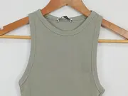 Vorschaubild 2 von Damen Tank Top Shirt Oliv Gr. 36/S Basic Rippstrick