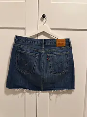 Vorschaubild 2 von Jeansrock Damen Gr. 30 Blau Denim Minirock Fransen